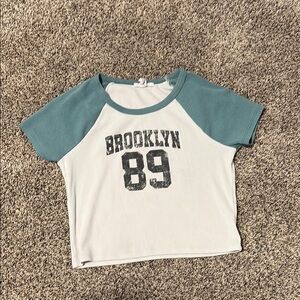 Brooklyn 89 Kids Raglan Tee - Blue and White